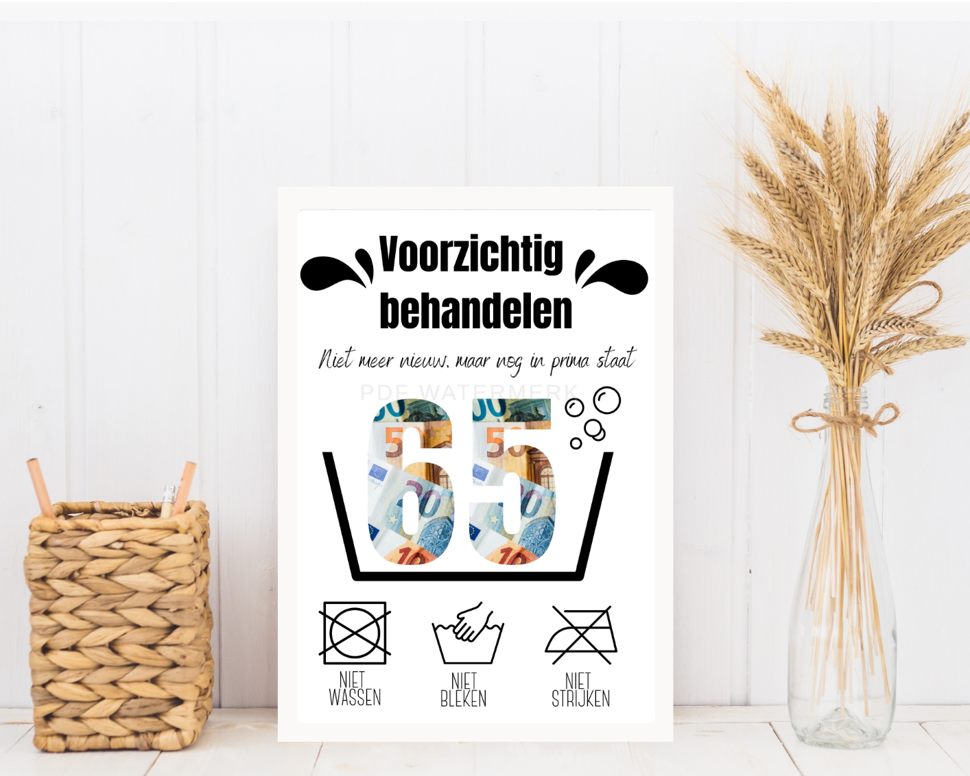 geld geven leuk verpakt 65 jaar