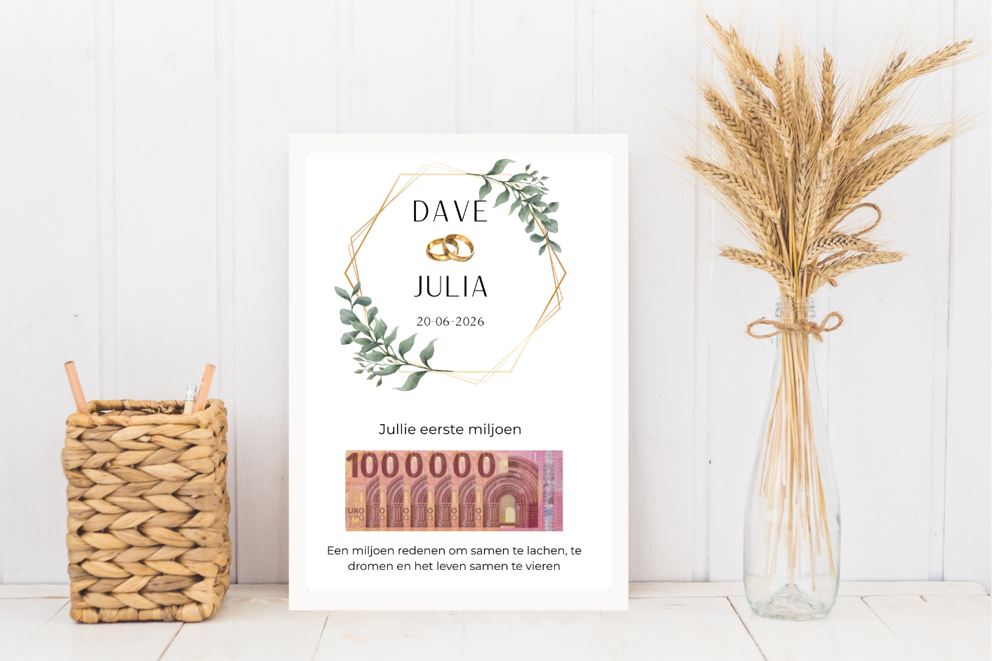 cadeau bruiloft in fotolijst gepersonaliseerd