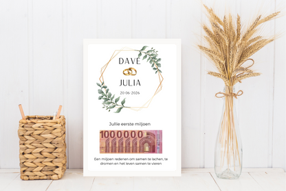 cadeau bruiloft in fotolijst gepersonaliseerd