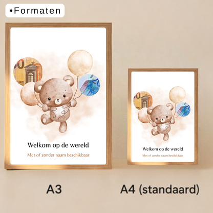 Origineel geboorte geld cadeau in fotolijst
