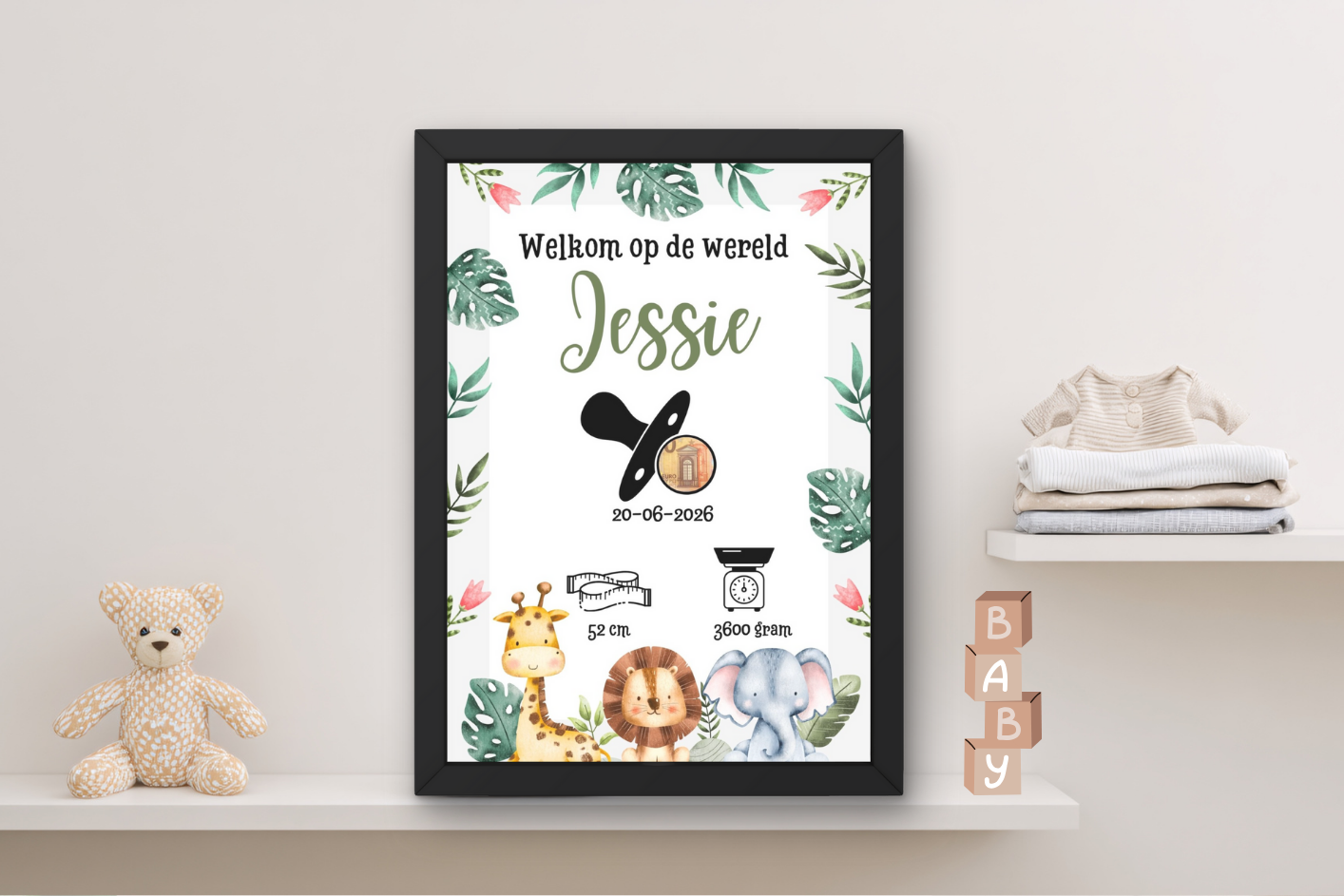 Met naam en geboortedatum kraamcadeau