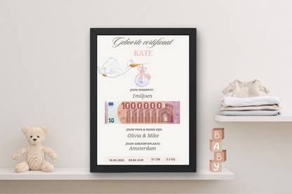 Blijvend & gepersonaliseerd kraam cadeau geboorte meisje