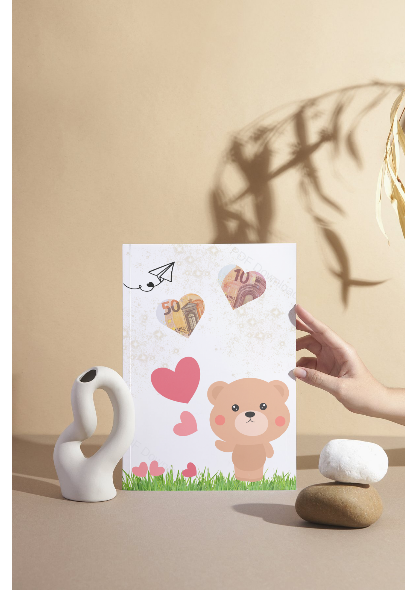 lief en speels geldcadeau print 