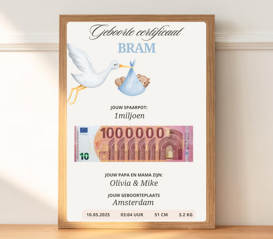 Gepersonaliseerd & blijvend kraam cadeau jongen