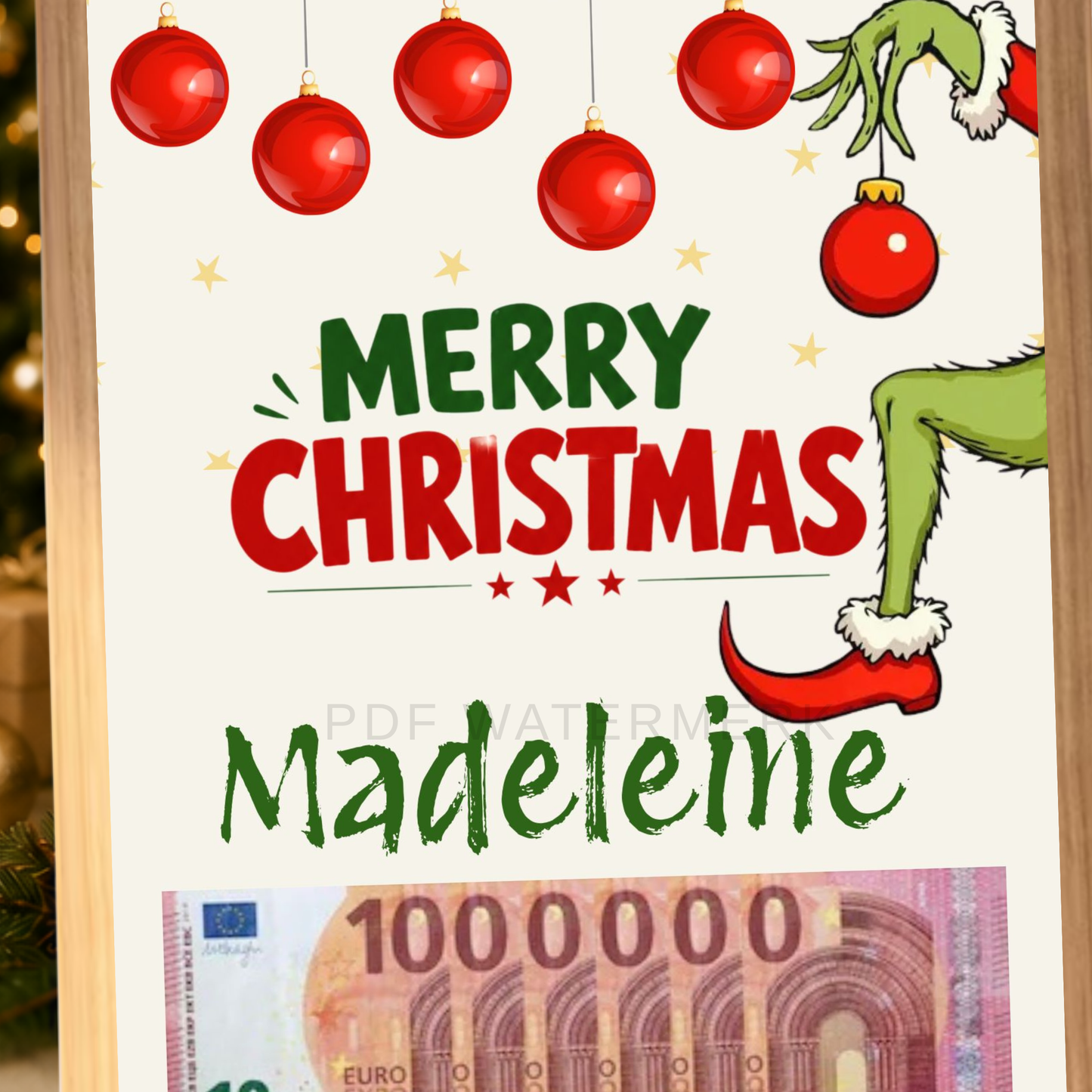 Geld envelop kerst in een fotolijst