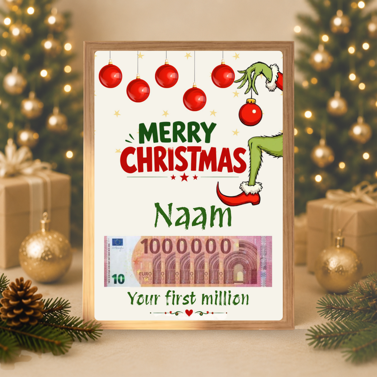 Geen geld envelop kerst maar een fotolijst!
