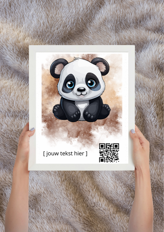 Schattige Panda QR Poster  - QR-code fotolijst