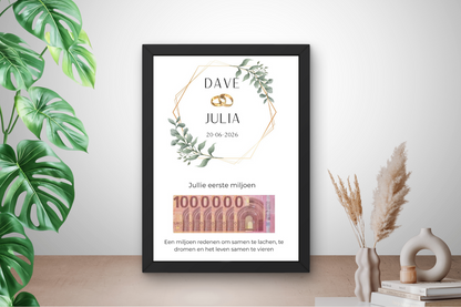 bruiloft cadeau met gepersonaliseerd namen