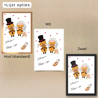 Geld bruiloft verpakken in fotolijst - Echtgenootjes