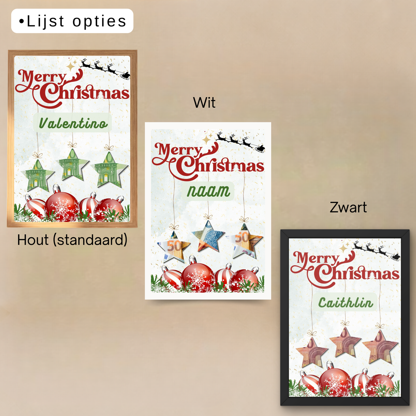 Fotolijst geldcadeau - Geld geven voor kerstmis leuk verpakt
