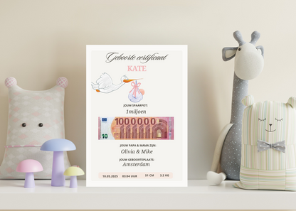 Gepersonaliseerd en blijvend kraam cadeau meisje geboorte