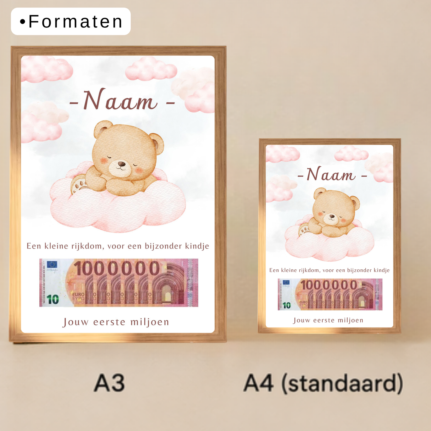 Fotolijst geldcadeau - Geld cadeau voor een geboren baby meisje