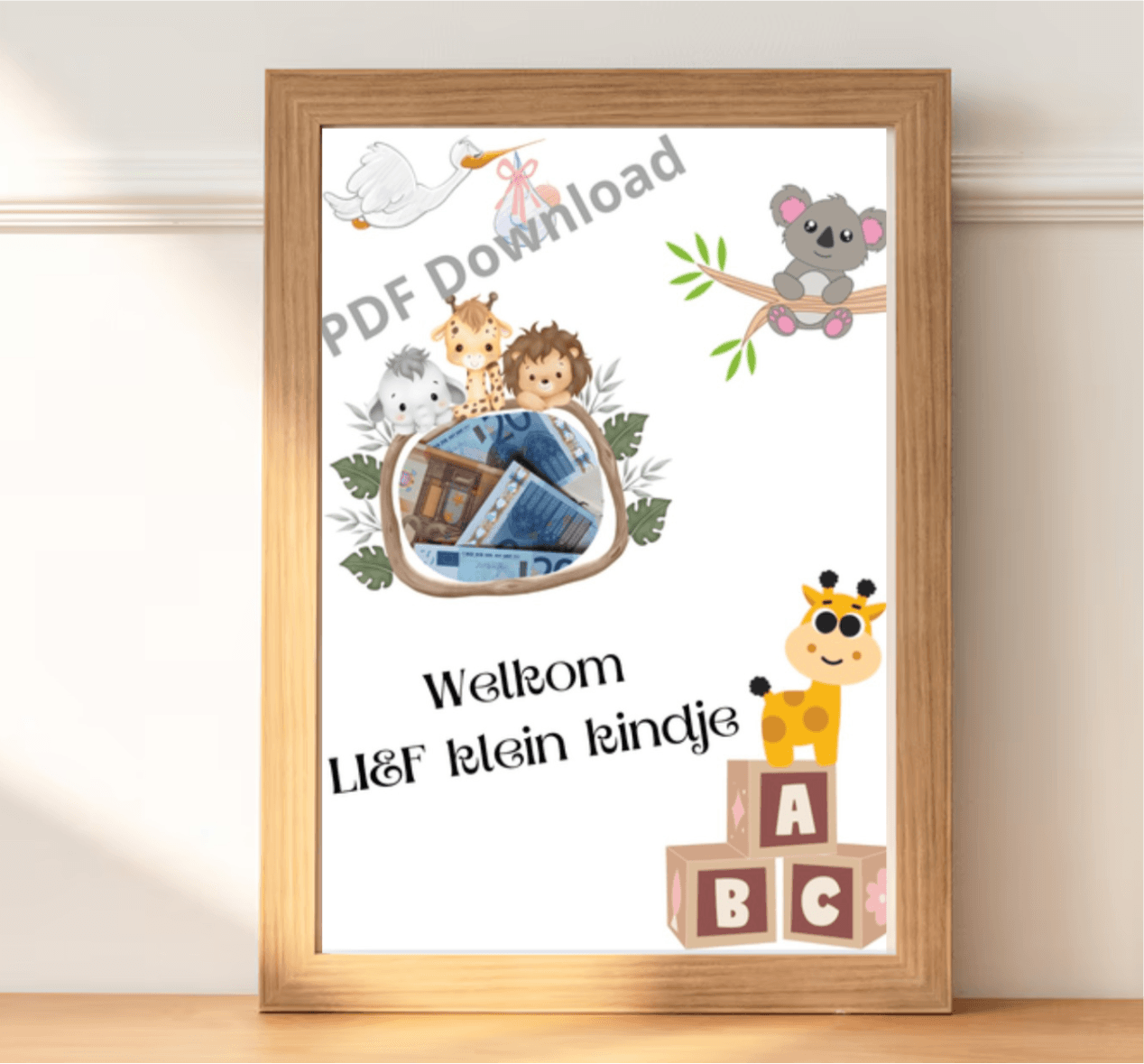 Printbaar kraamcadeau sjabloon - Welkom Baby PDF download