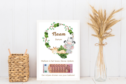 Fotolijst geldcadeau - Je eerste miljoen -  geldcadeau voor een geboren kindje