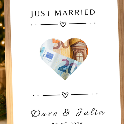 Gepersonaliseerd geld cadeau bruiloft