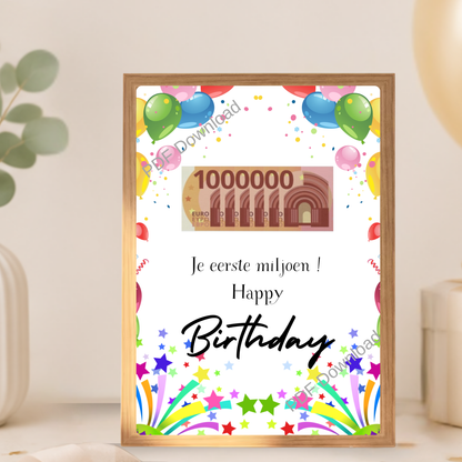 Je eerste miljoen geld cadeau voor 18 jaar