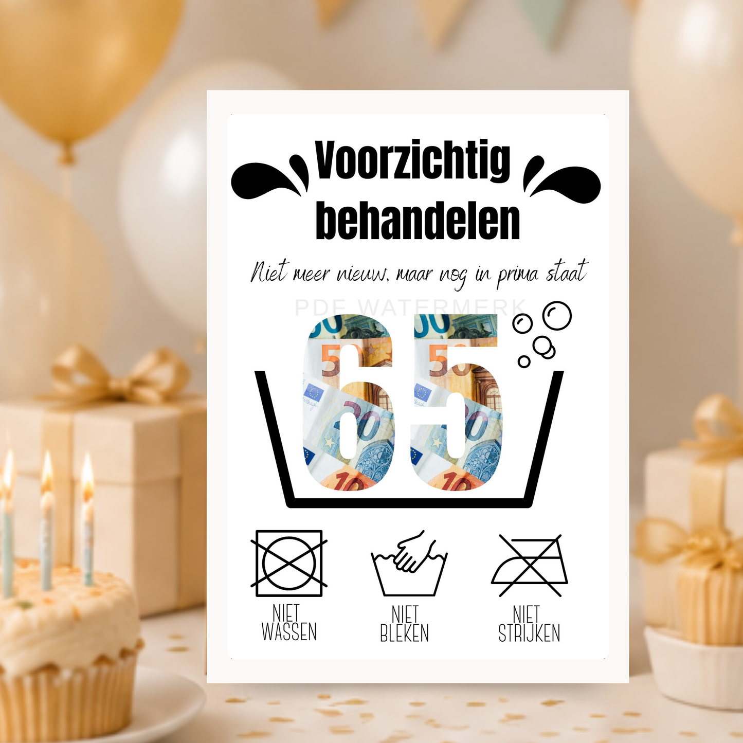 geld geven leuk verpakt 65 jaar