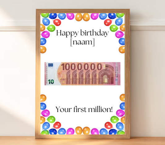 Grappig geld cadeau voor verjaardagen je eerste miljoen met naam