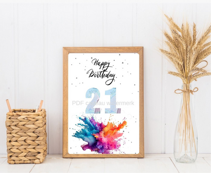 geld cadeau in fotolijst voor 21 jarige