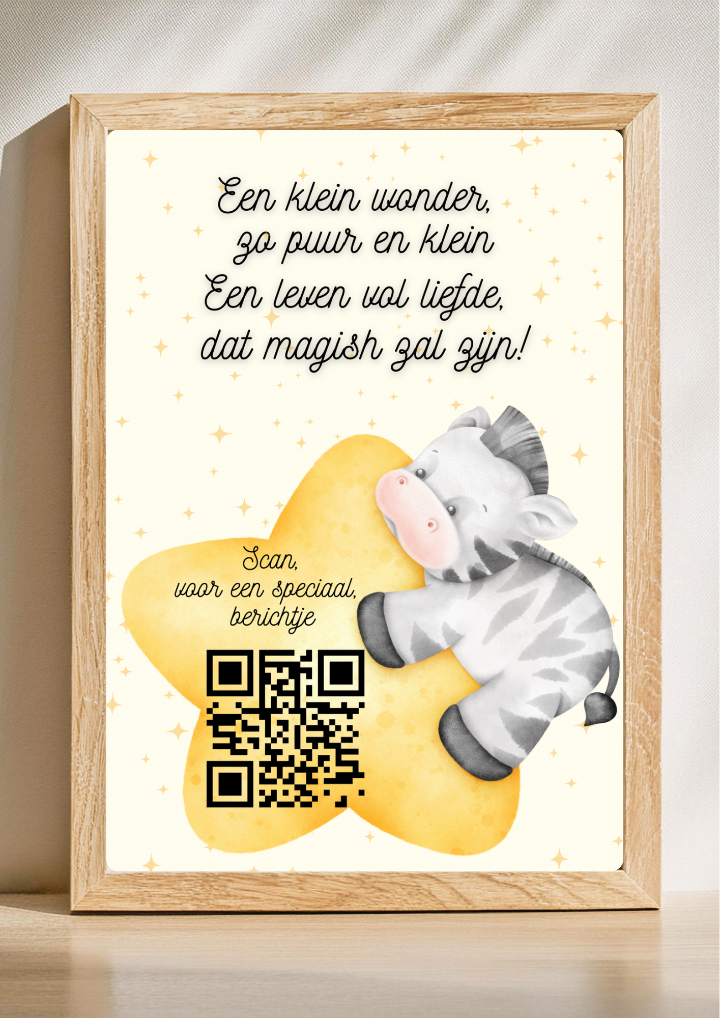 Scanbare QR-code print met persoonlijke boodschap