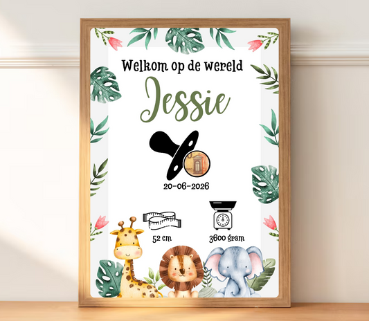 Kraamcadeau met naam en geboortedatum