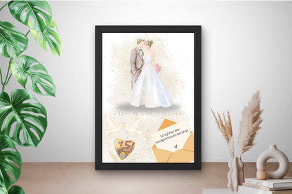 geld cadeau bruiloft in fotolijst