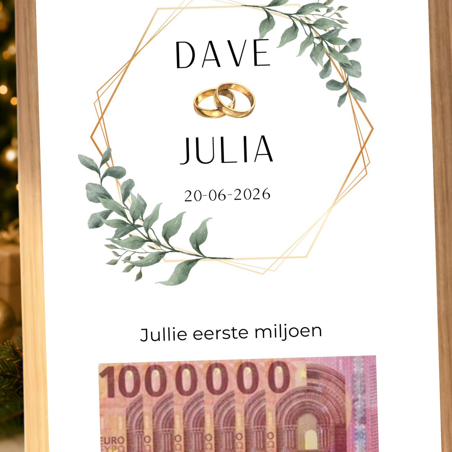Gepersonaliseerd bruiloft cadeau met geld