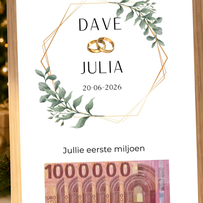 Gepersonaliseerd bruiloft cadeau met geld