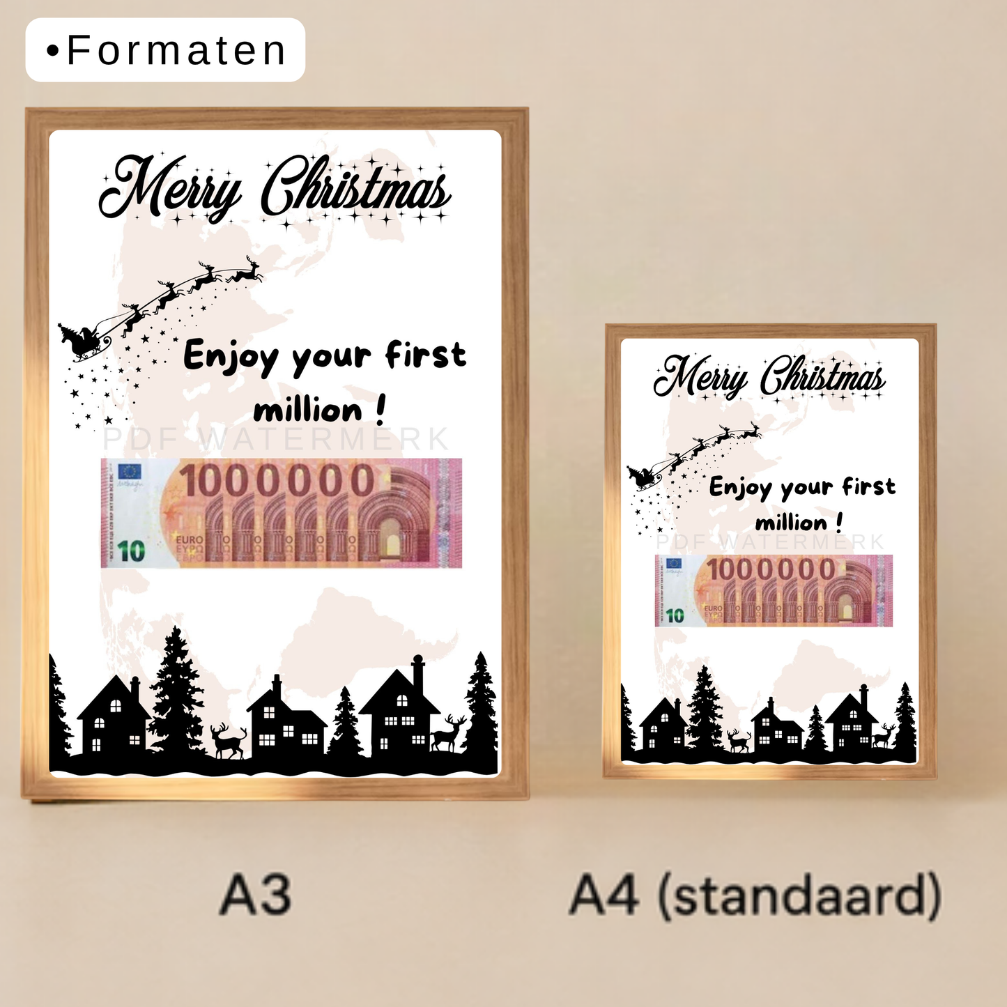 Fotolijst geldcadeau - Geld verpakking kerst cadeau