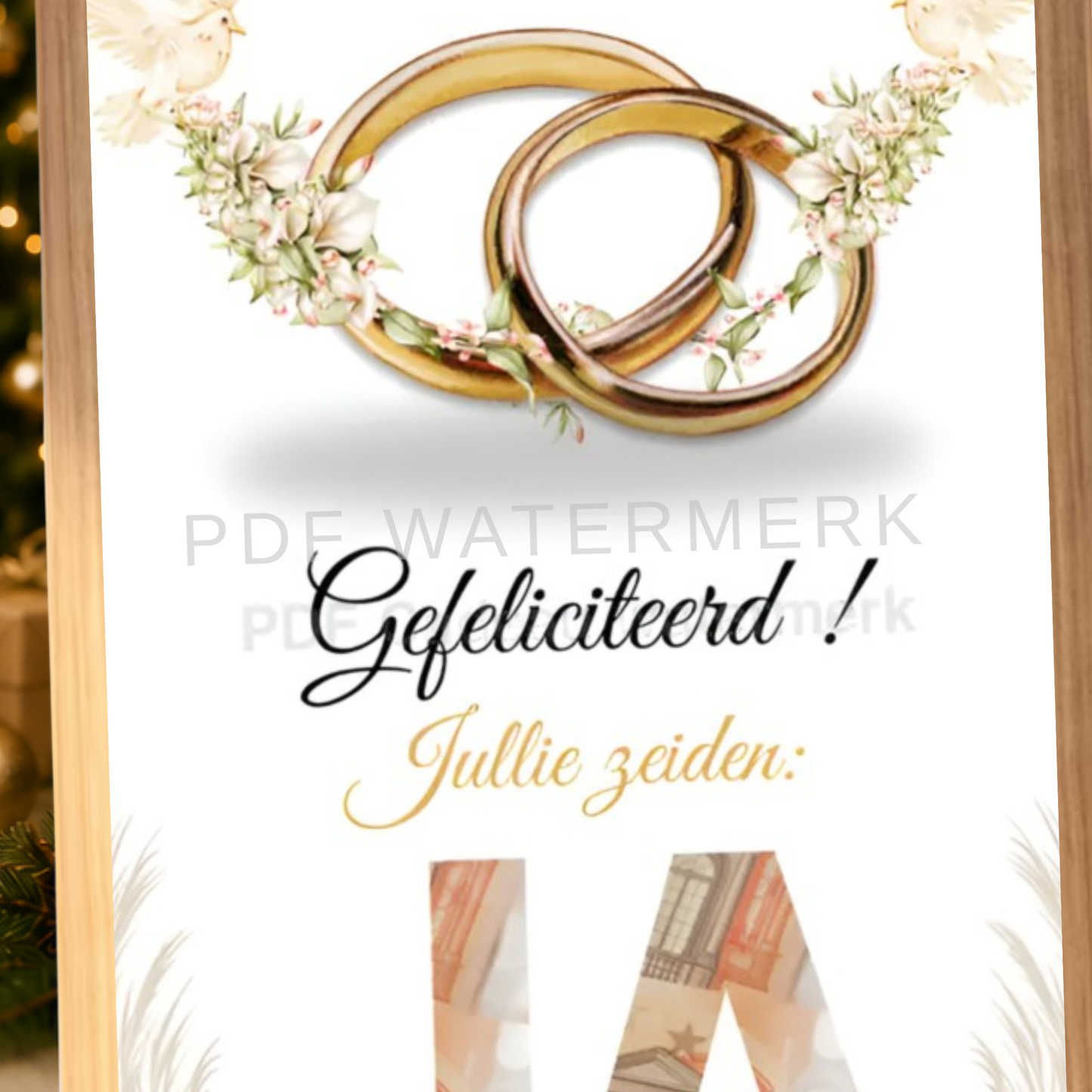 Trouwcadeau met geld in fotolijst - Gefeliciteerd