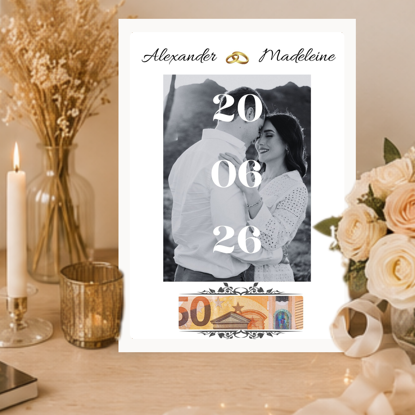 Fotolijst geld cadeau - Gepersonaliseerd cadeau bruiloft