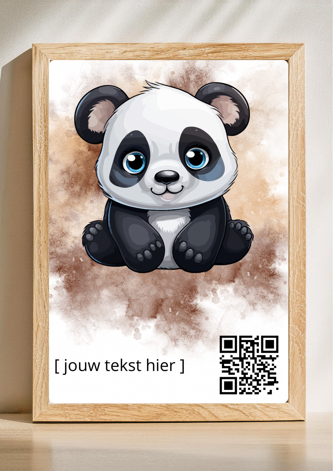 Schattige Panda QR Poster  - QR-code fotolijst