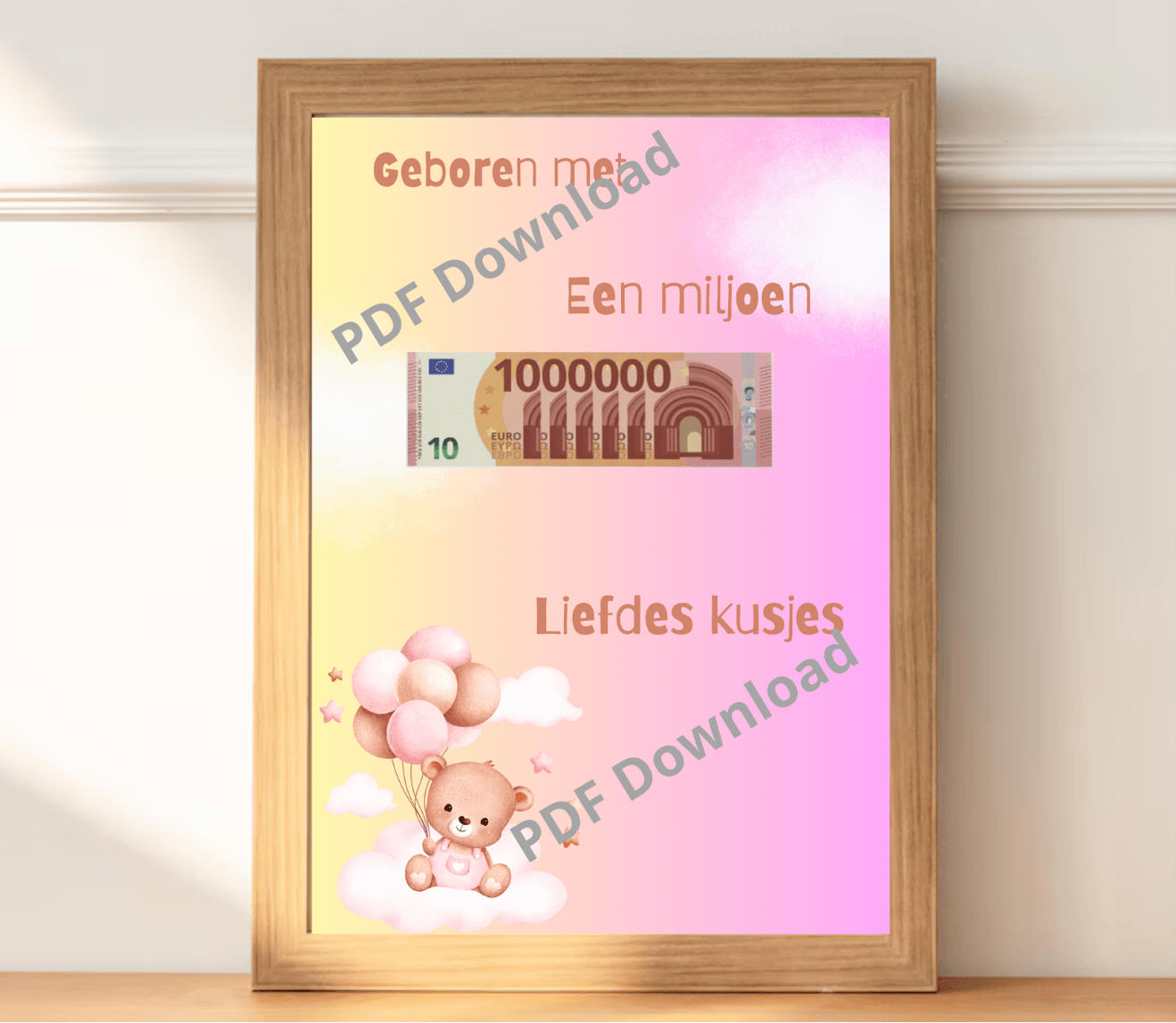 Geboren met een miljoen kusjes - PDF cadeau voor een meisje - PDF Cadeau