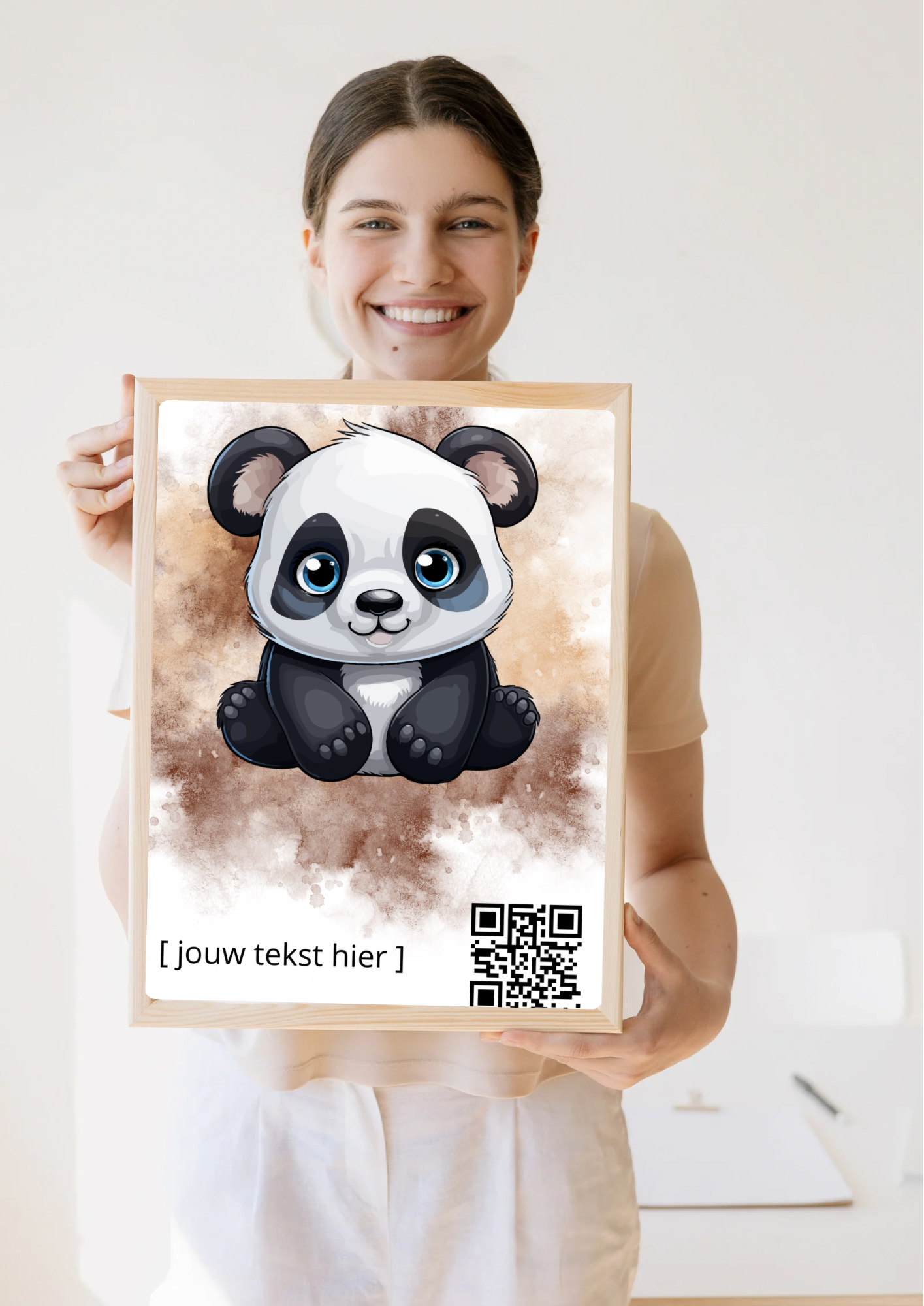 Schattige Panda QR Poster  - QR-code fotolijst