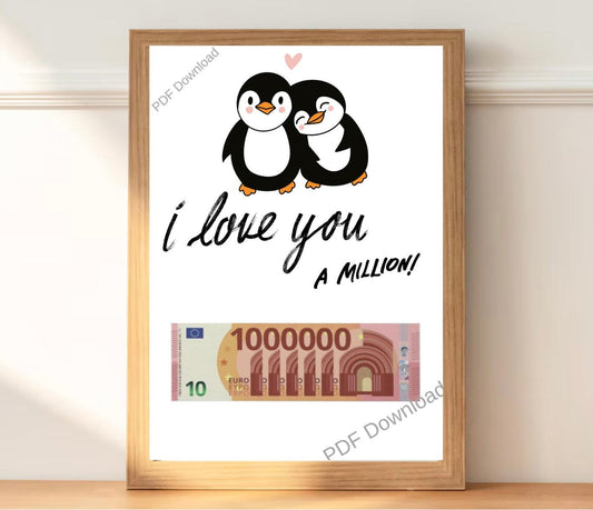 Voorbeeld print I love you a million- PDF cadeau - PDF Cadeau