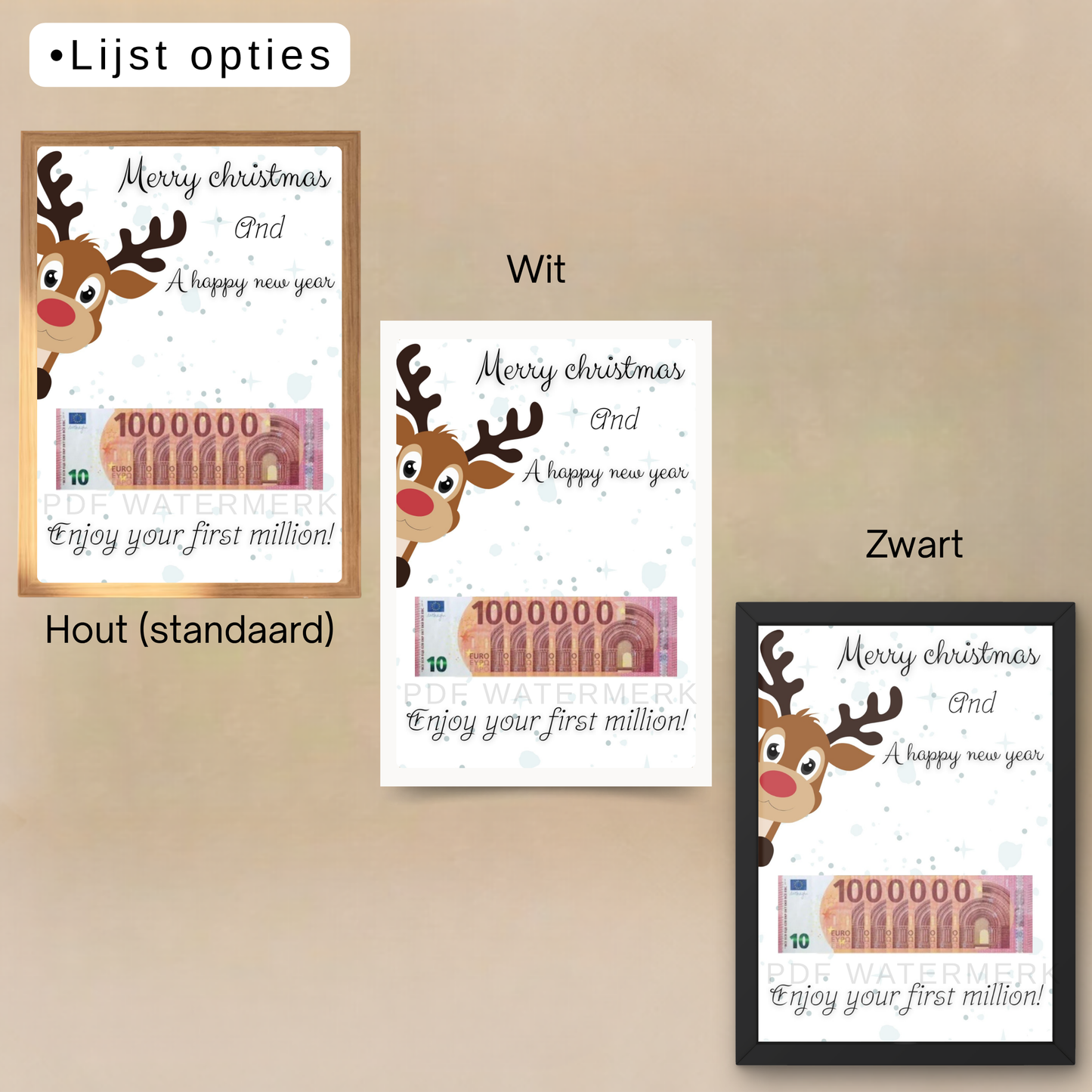 Fotolijst geld cadeau kerst -Je eerste miljoen kerst editie
