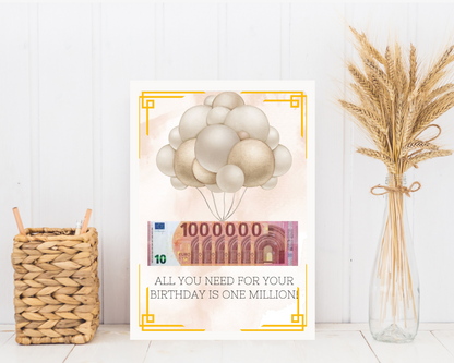 Fotolijst geldcadeau - Een miljoen cadeau  unieke geldcadeau fotolijst met echt geld - PDF miljoen fotolijst - PDF Cadeau