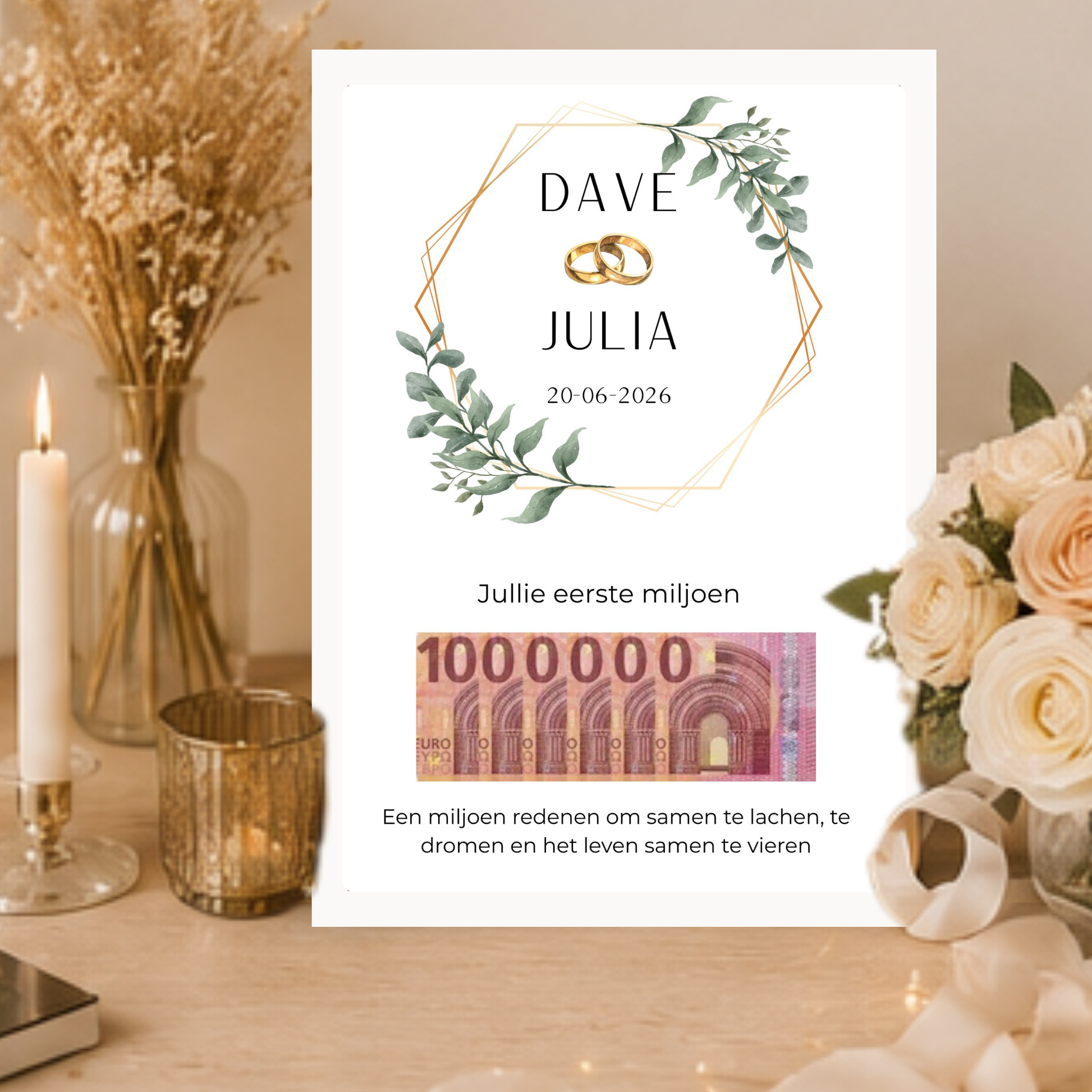 cadeau bruiloft in fotolijst gepersonaliseerd