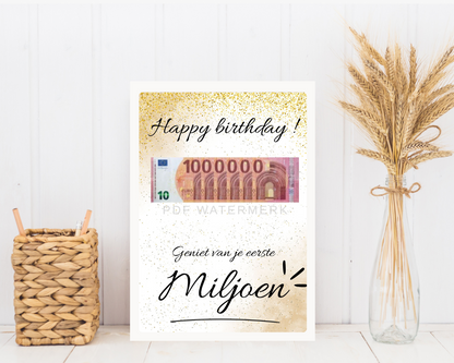 Fotolijst geldcadeau - Geniet van je eerste miljoen - verjaardag cadeau - PDF Cadeau