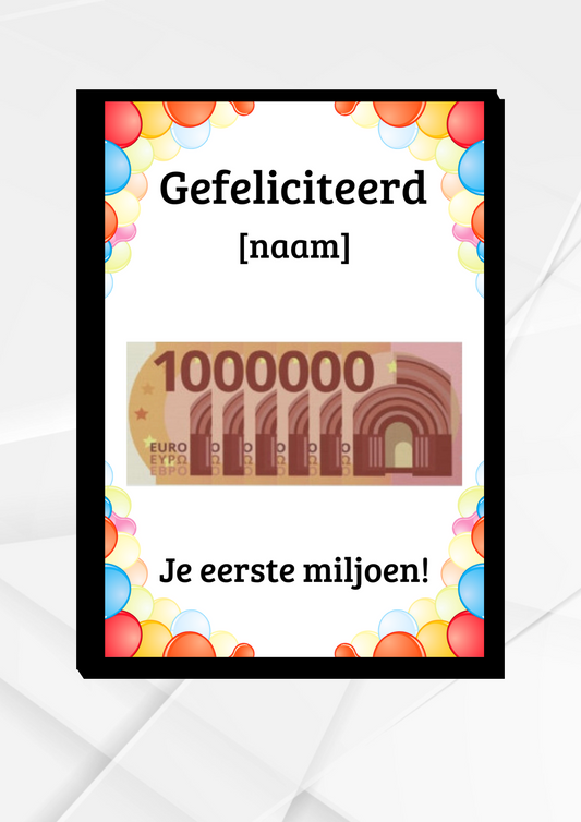 Je eerste miljoen grappig geldcadeau