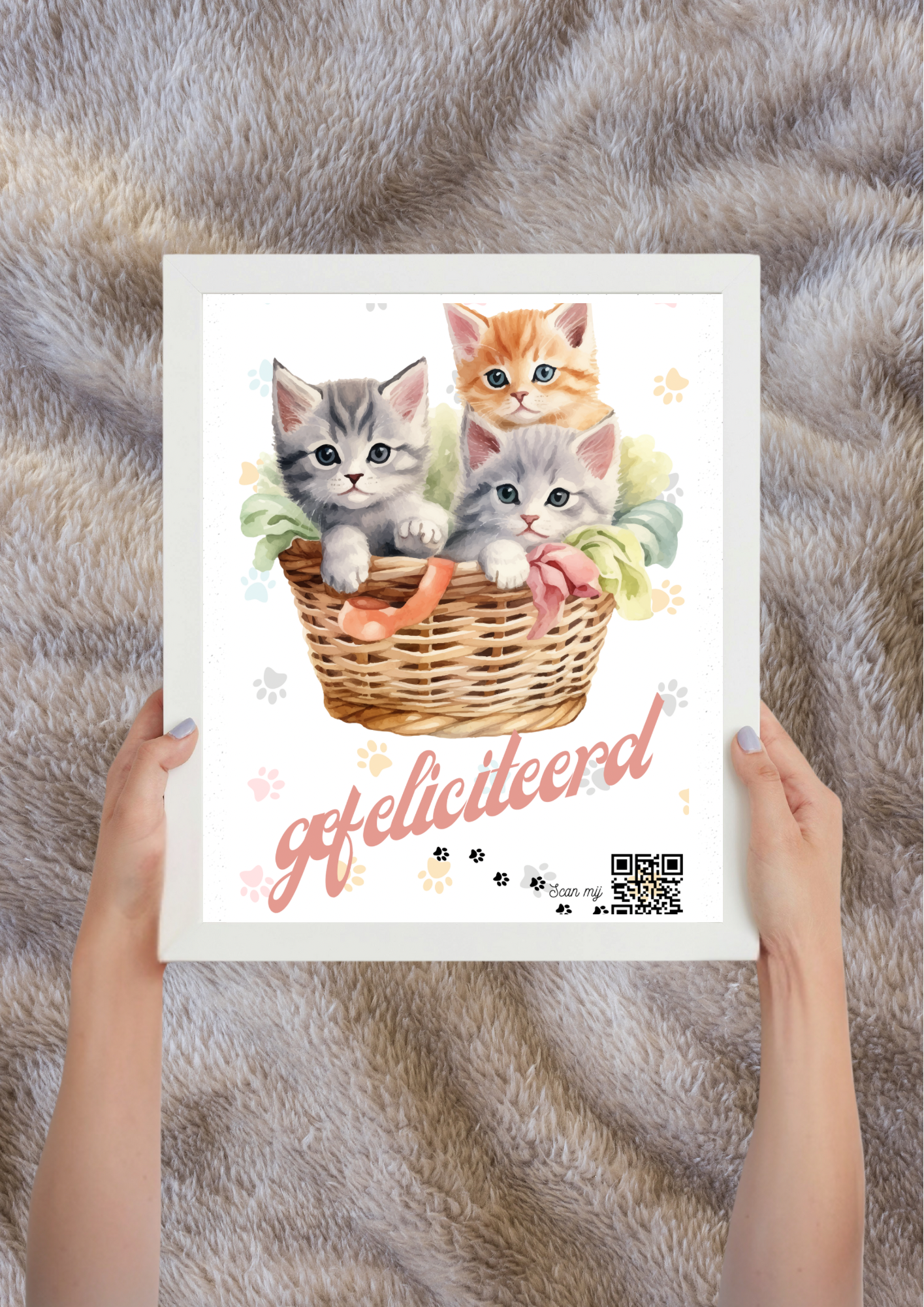 Gepersonaliseerde QR-code print met schattige kittens