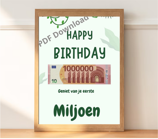 Printbaar geldcadeau sjabloon Happy Birthday - DIY PDF download