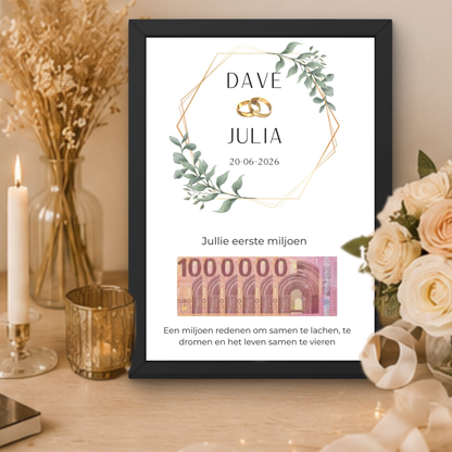 Gepersonaliseerd bruiloft cadeau met geld