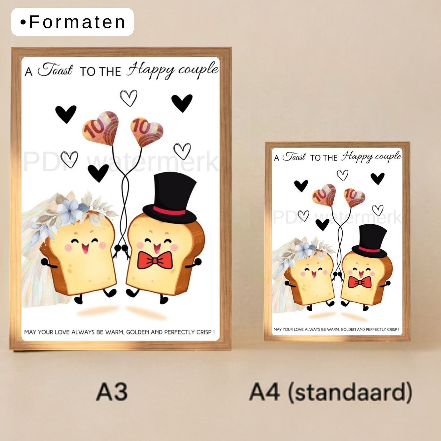 Origineel geld geven bruiloft in fotolijst