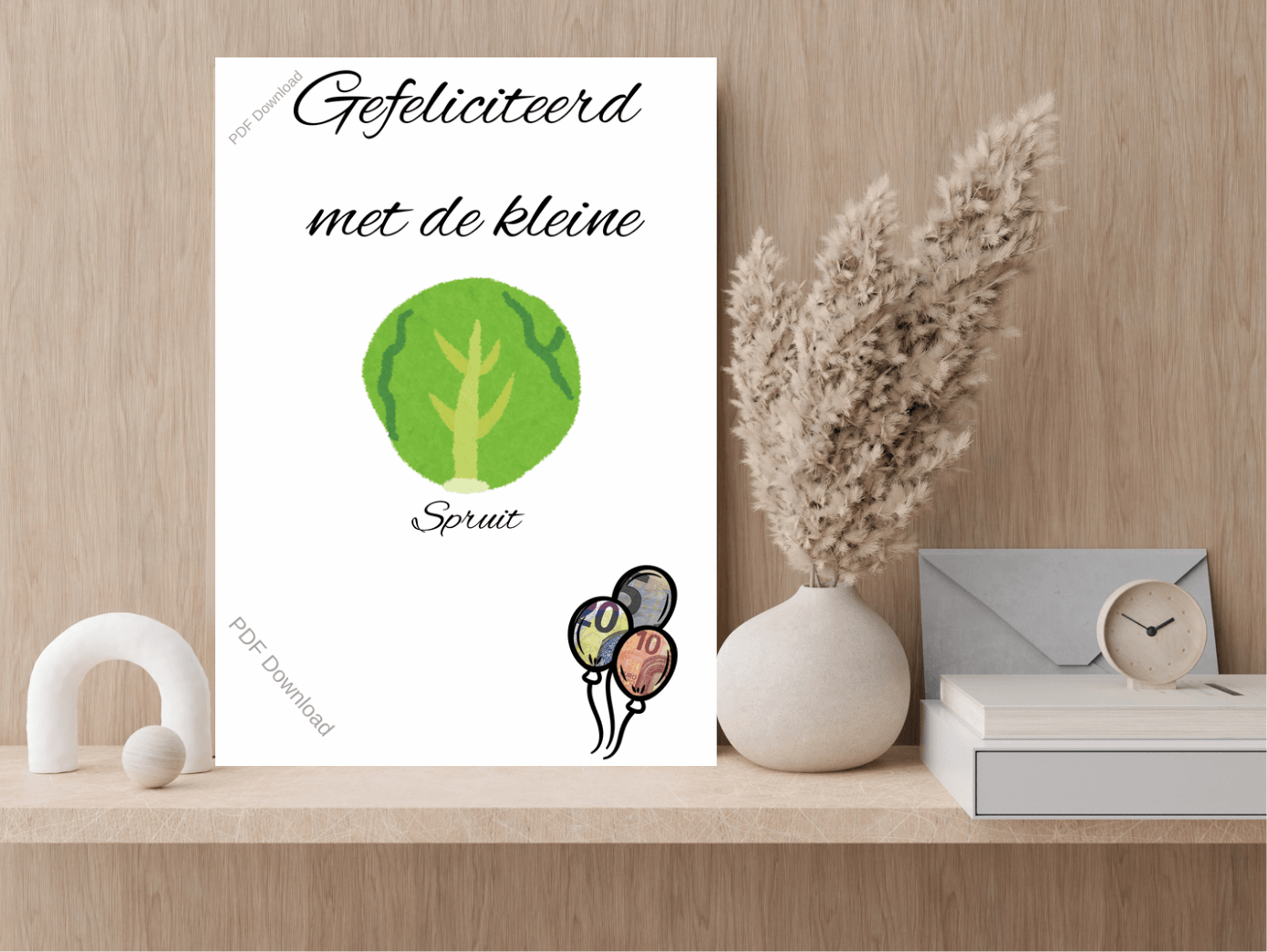 Gefeliciteerd met de kleine spruit - PDF kraam en babyshower cadeau - PDF Cadeau