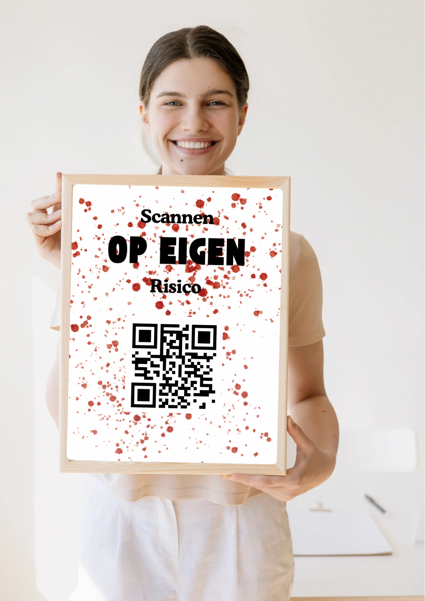 Mysterieuze QR-code met bloedspetters en enge verrassing