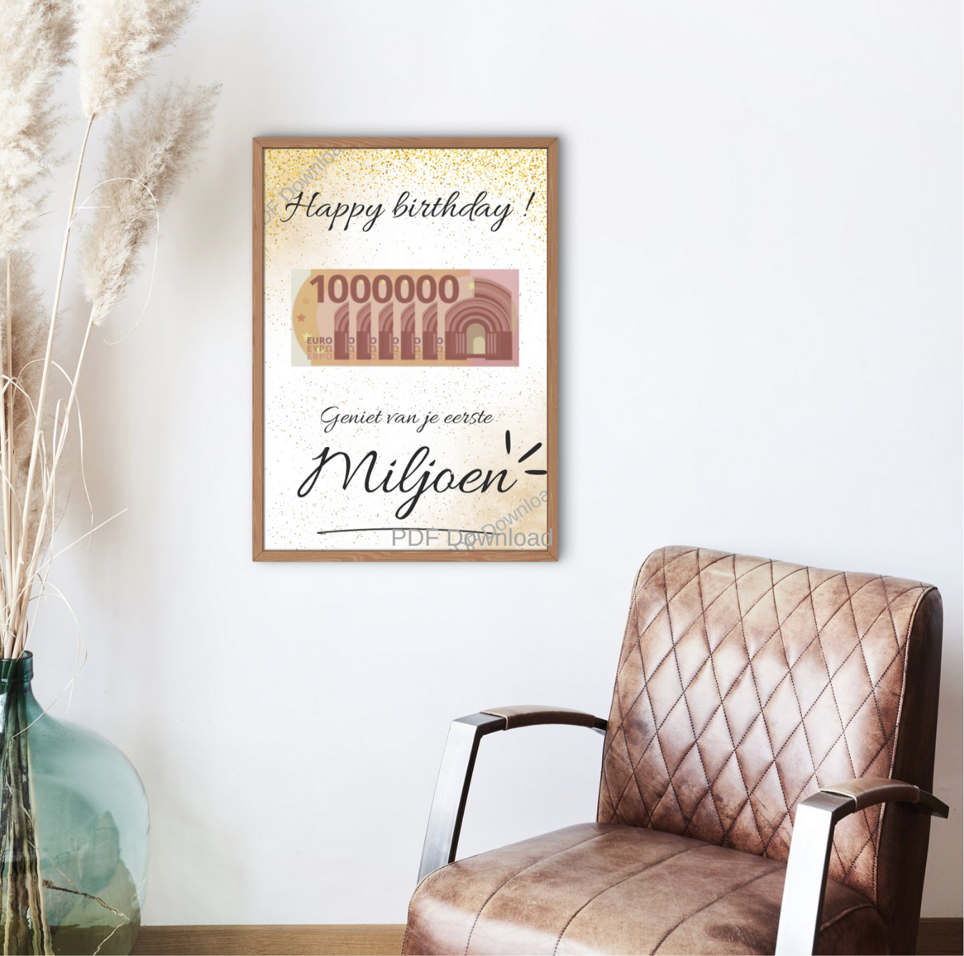 Fotolijst geldcadeau - Geniet van je eerste miljoen - verjaardag cadeau - PDF Cadeau