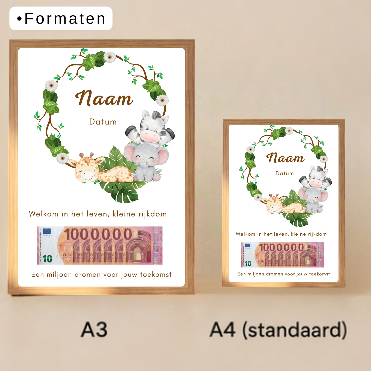 Fotolijst geldcadeau - Je eerste miljoen -  geldcadeau voor een geboren kindje