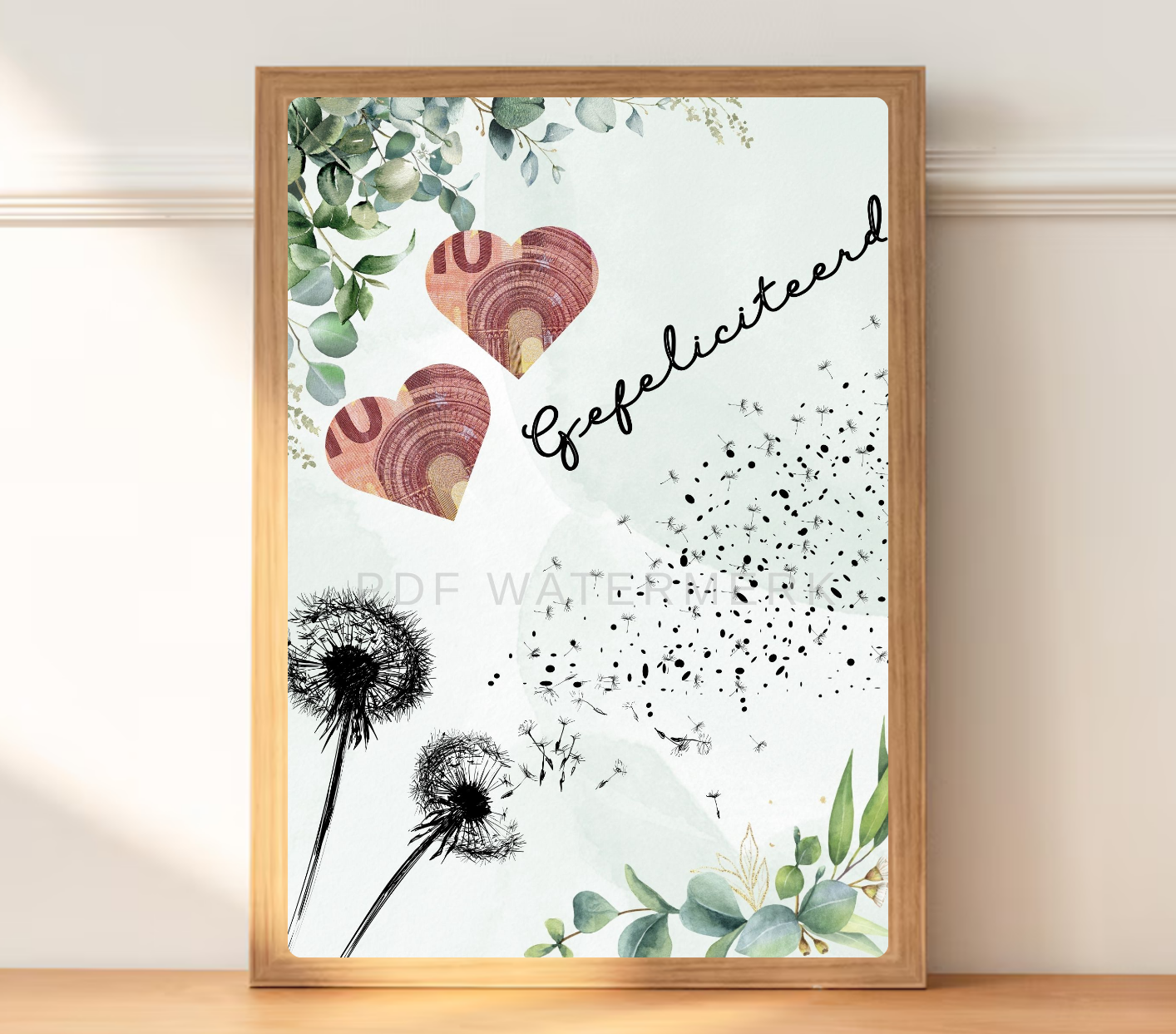 Leuk verpakt geld geven bruiloft en huwelijk cadeau in fotolijst