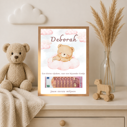 Fotolijst geldcadeau - Geld cadeau voor een geboren baby meisje